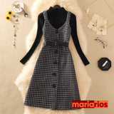 Conjunto Maria Carmen - Marrom e Preto - Xadrez