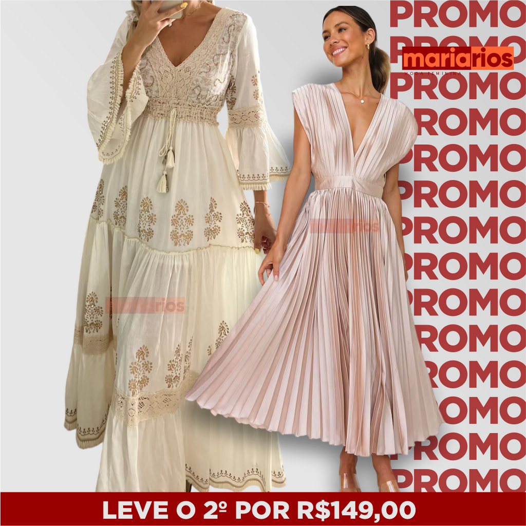 Kit Vestido Maria Moana + Vestido Maria Teodora (LEVE O 2º POR R$149,00)