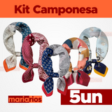 Kit Camponesa Luxo - 5 Lenços - Cetim