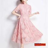 Vestido Maria Lauren - Renda Guipir - Pink