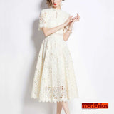 Vestido Maria Lauren - Renda Guipir - Azul Claro