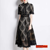 Vestido Maria Lauren - Renda Guipir - Preto