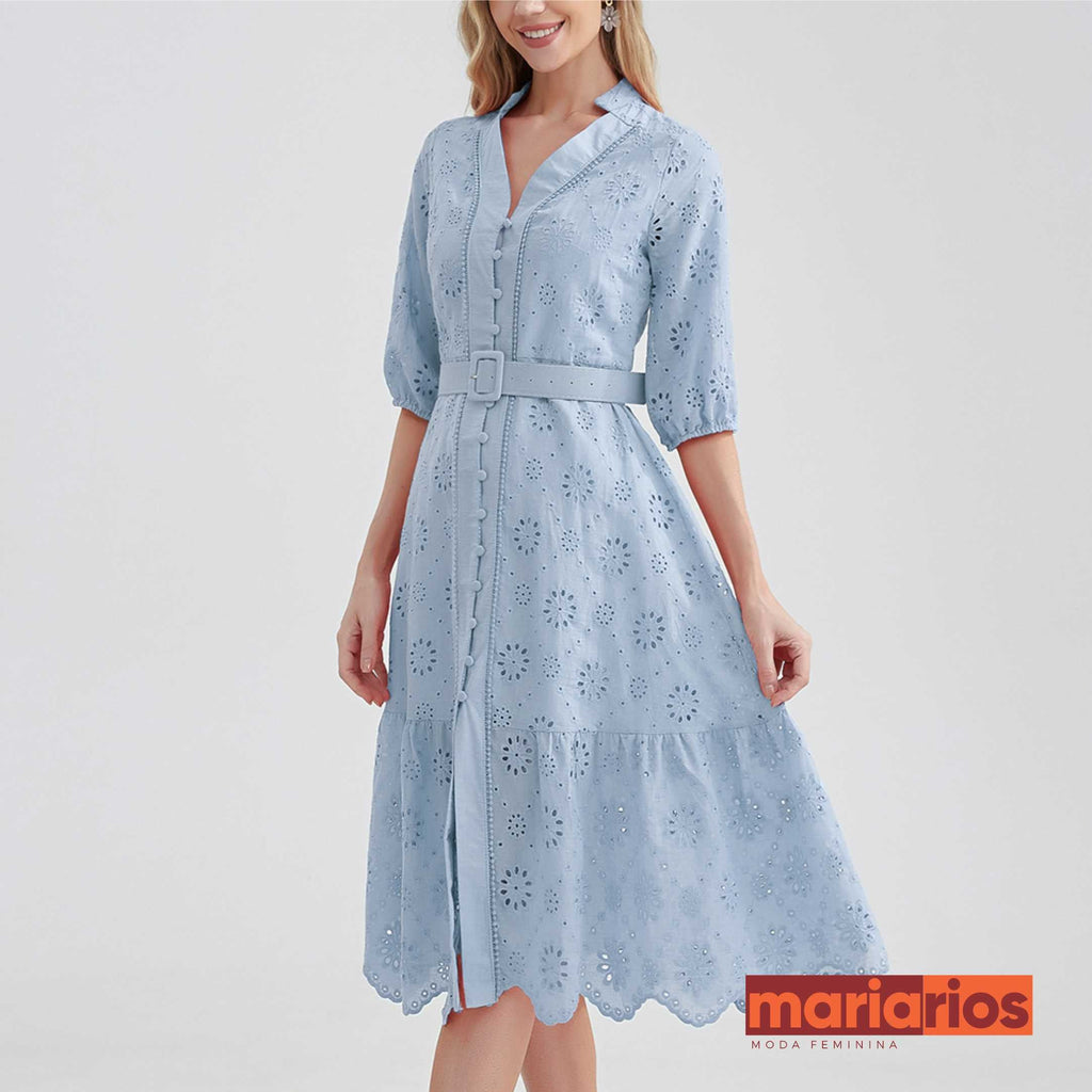 Vestido Laise Maria Brigite - Azul Claro