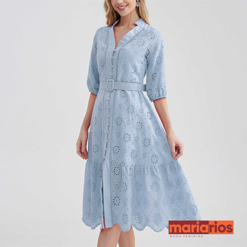 Vestido Laise Maria Brigite - Azul Claro