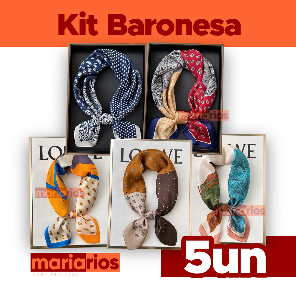 Kit Baronesa Luxo - 5 Lenços - Cetim