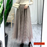 Saia Maria Filipa - Marrom - Tule Xadrez