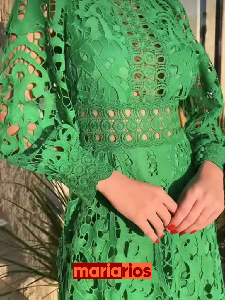 Vestido de Renda Maria Eller - Verde