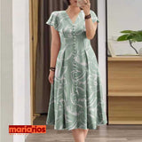 Vestido Maria Aura - Verde Menta - Abstrato