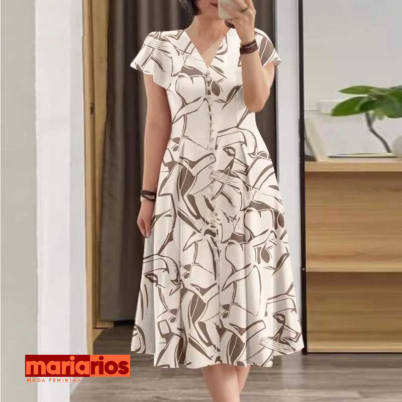 Vestido Maria Aura - Preto - Abstrato