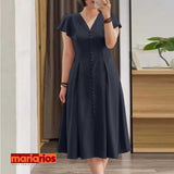 Vestido Maria Aura - Azul Marinho - Liso