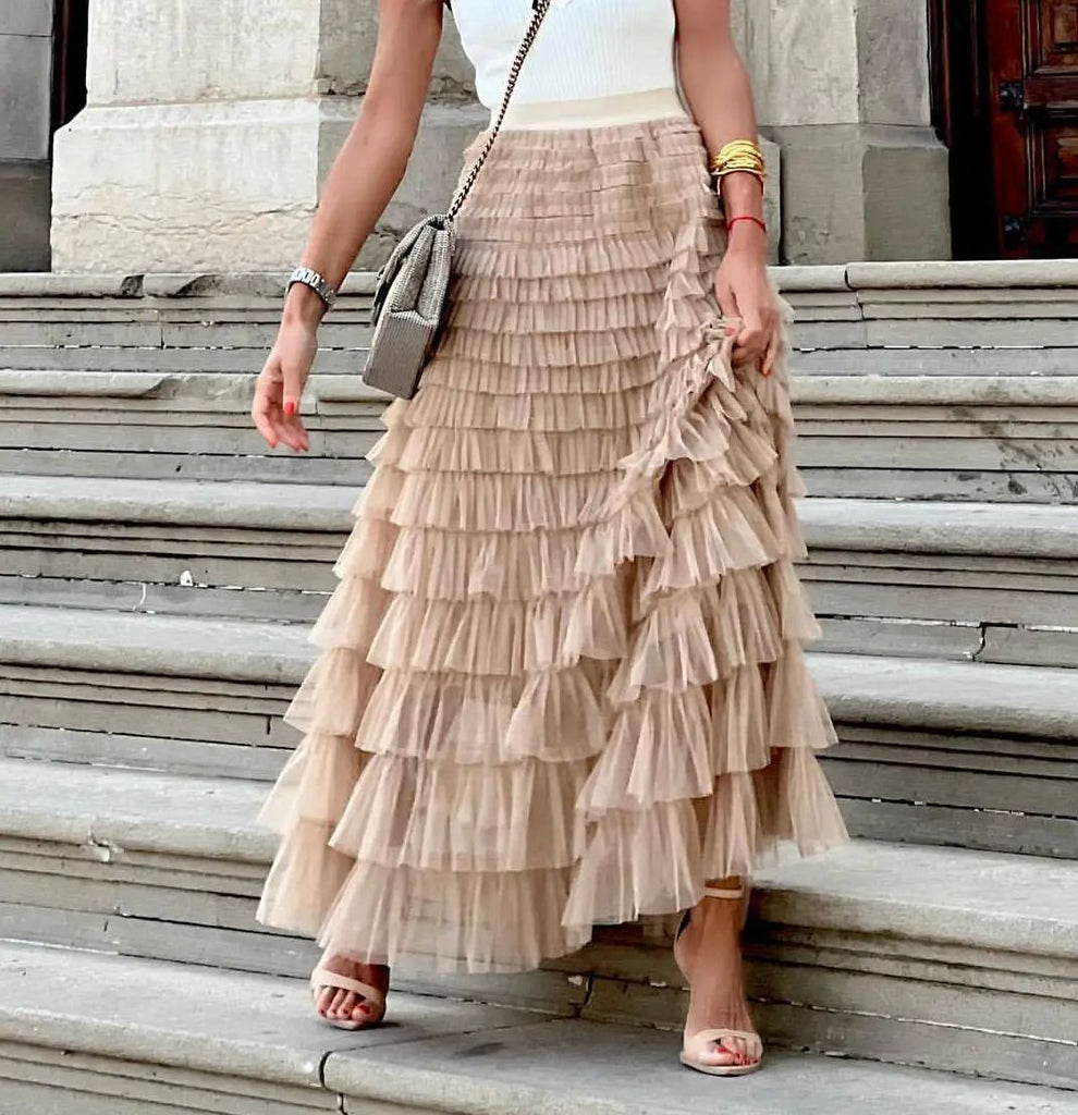 Saia Franchesca - Tule Babados - Azul Escuro - Maria Rios