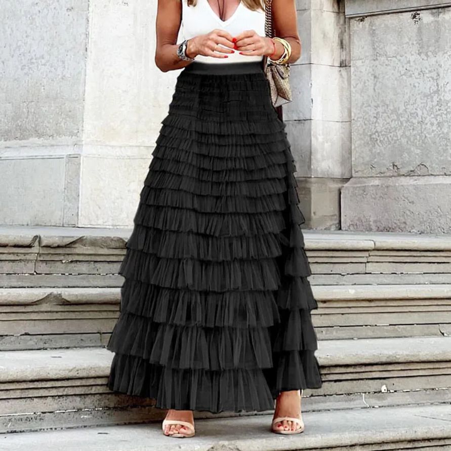 Saia Franchesca - Tule Babados - Azul Escuro - Maria Rios