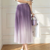 Saia Maria Serena - Plissada Degradê - Azul