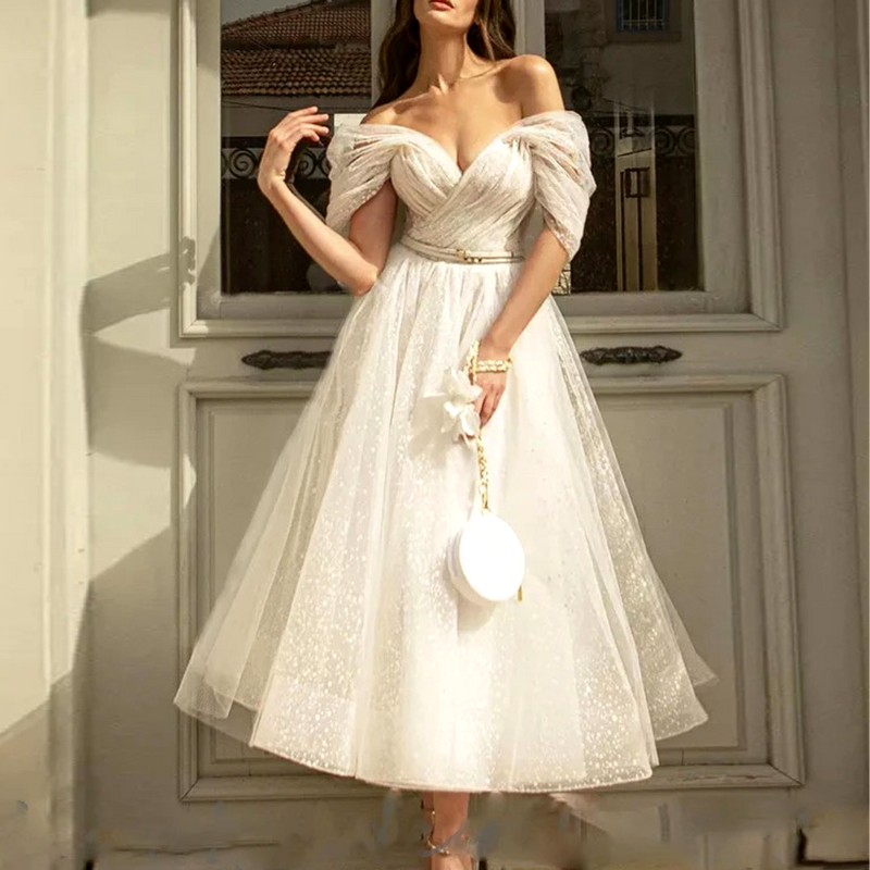 Vestido Maria Coutinho - Tule Poá - Branco