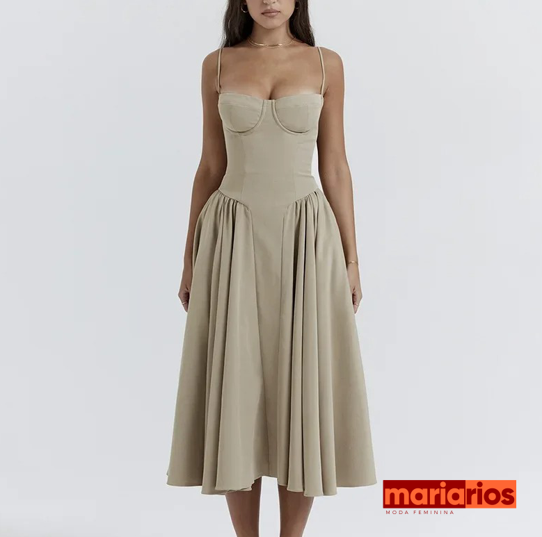 Vestido Maria Noronha - Bege - Cintura Baixa