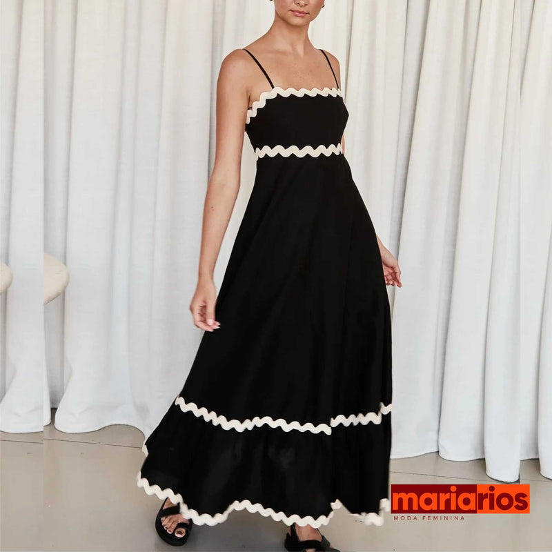 Vestido Maria Emma - Longo - Preto e Branco