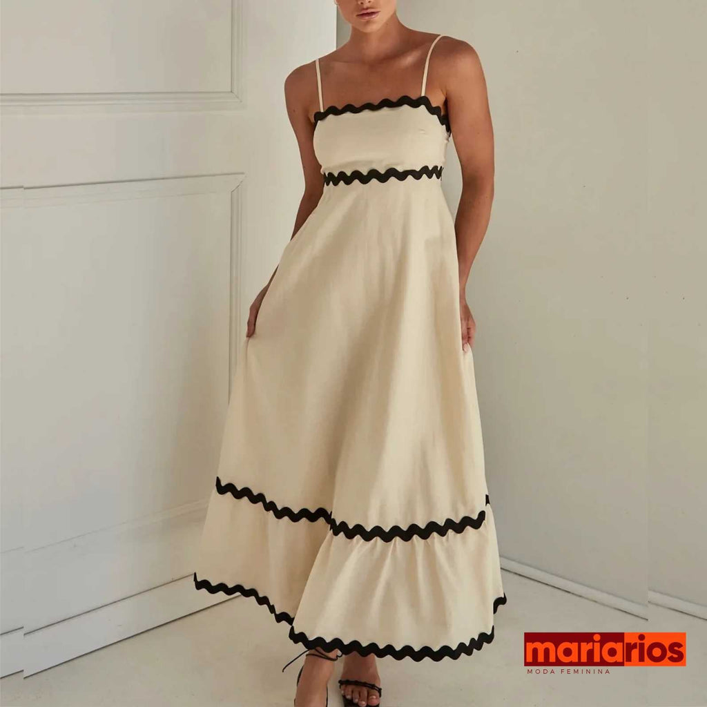 Vestido Maria Emma - Longo - Preto e Branco