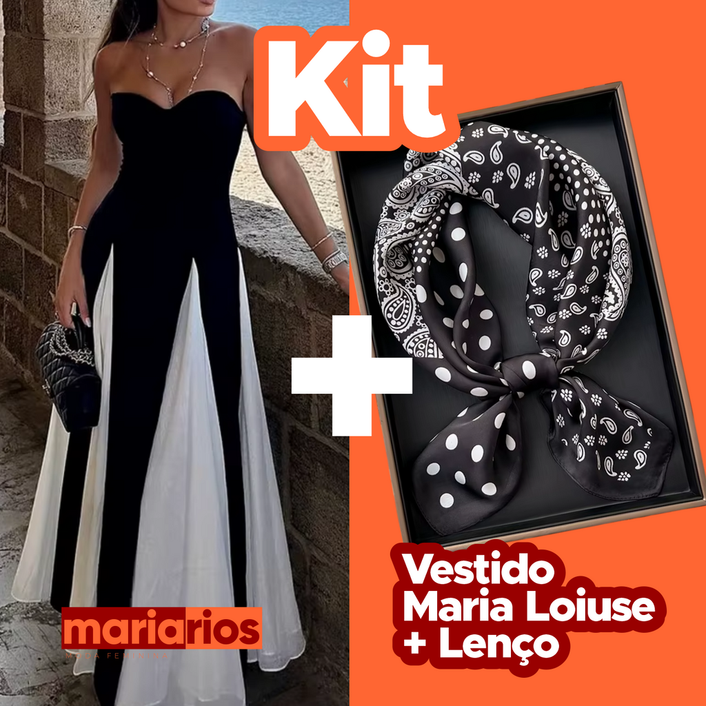 Kit Lenço Cetim + Vestido Maria Louise