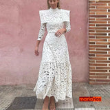 Vestido Maria Magna - Renda Guipir - Branco