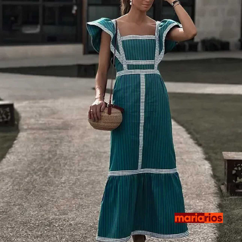 Vestido Maria Calina - Listrado - Verde