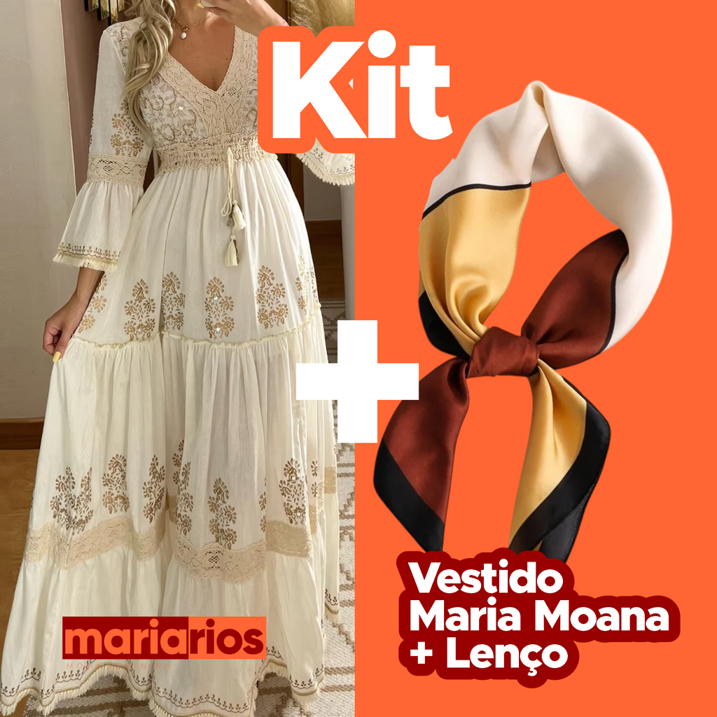 Kit Lenço Cetim + Vestido Maria Moana
