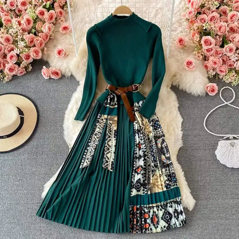 Vestido Maria Jones com Lenço - Marsala - Manga Longa - Plissado