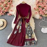 Vestido Maria Jones com Lenço - Marsala - Manga Longa - Plissado