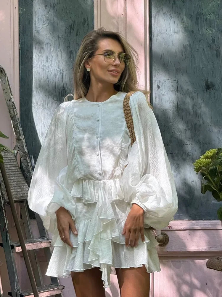 Vestido Maria Dora - Babados - Azul Claro