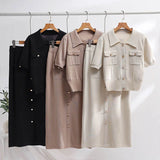 Conjunto Tricot Maria Arianna Manga Curta - Bege