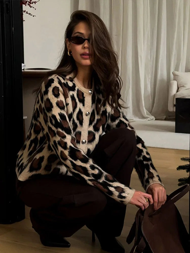 Casaco Maria Castro - Leopardo - Lã