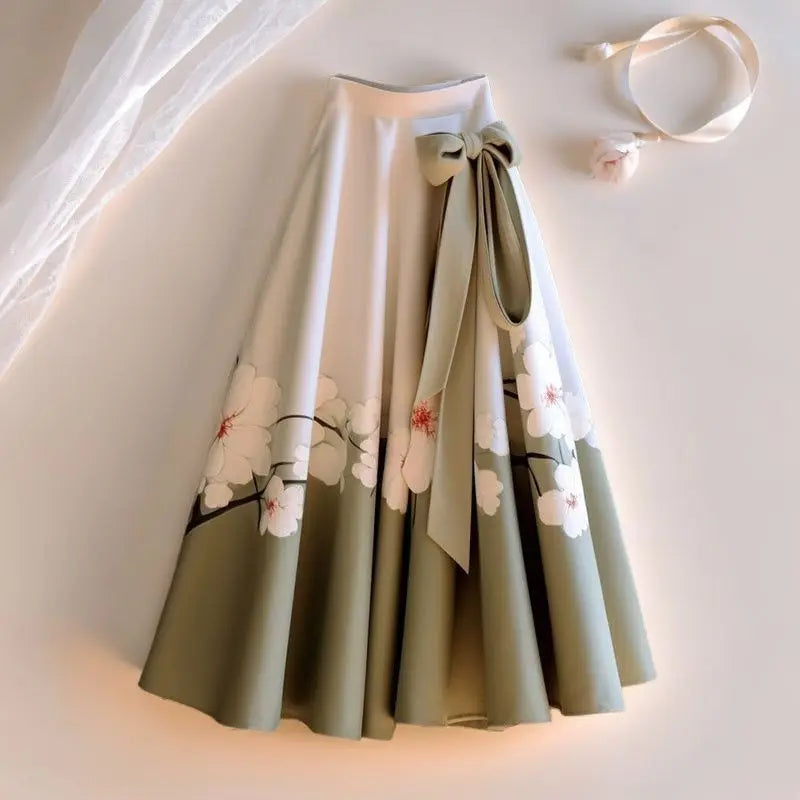 Saia Maria Mojin - Cerejeira - Branca e Verde