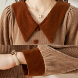 Vestido Veludo Maria Geraldine - Marrom