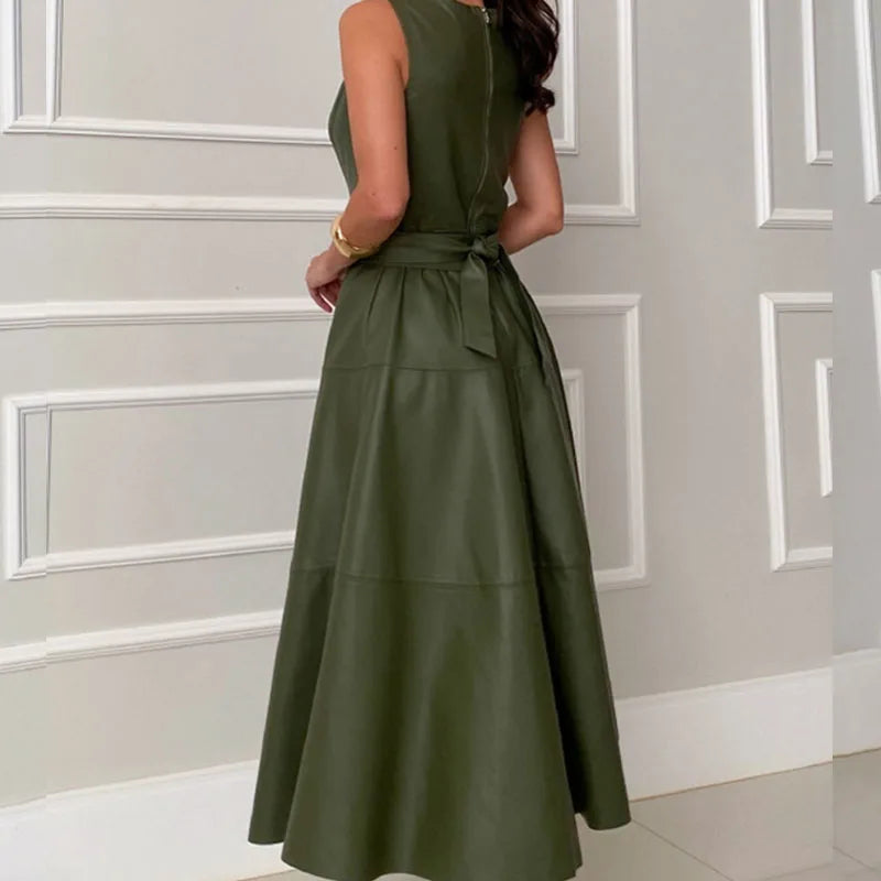 Vestido Couro Maria Lua - Verde Militar