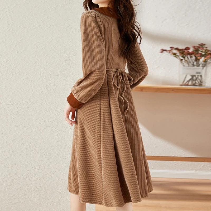 Vestido Veludo Maria Geraldine - Marrom