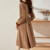 Vestido Veludo Maria Geraldine - Marrom