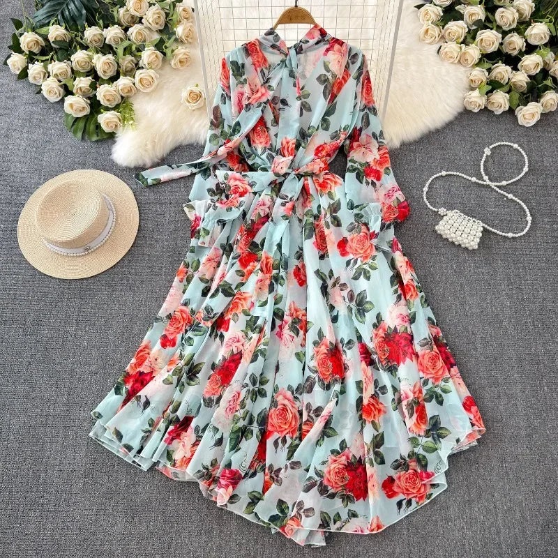 Vestido Maria Esmeralda - Azul - Floral