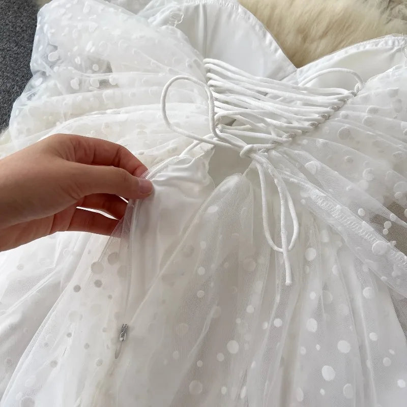 Vestido Maria Coutinho - Tule Poá - Branco