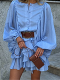 Vestido Maria Dora - Babados - Azul Claro