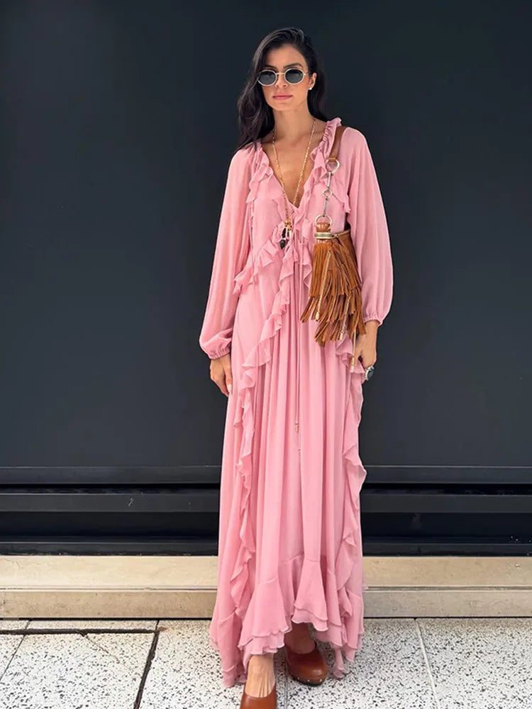 Vestido Maria Clementine - Babados - Rosa