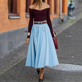Conjunto Maria Durand - Marsala e Azul Claro com Cinto