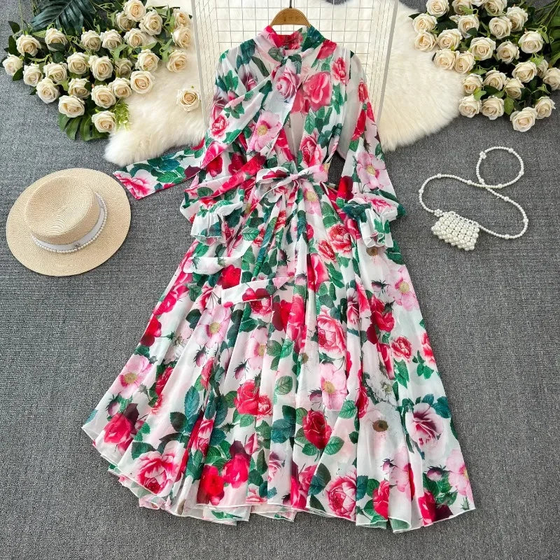 Vestido Maria Esmeralda - Azul - Floral