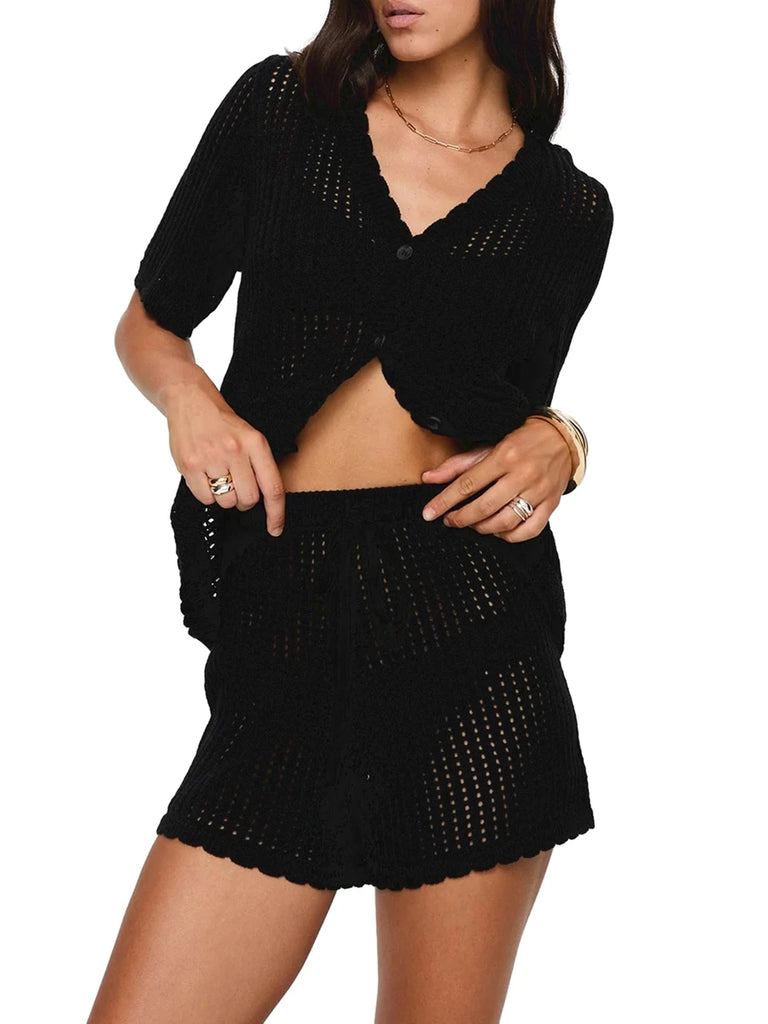Conjunto Crochê  Saída de Praia Maria Lilo - Preto