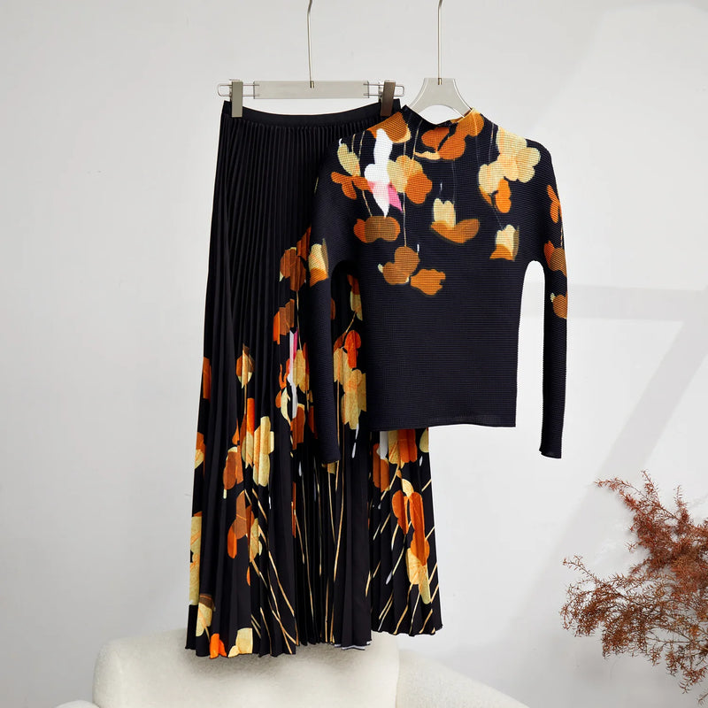 Conjunto Maria Fermina - Plissado - Preto e Marrom