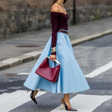 Conjunto Maria Durand - Marsala e Azul Claro com Cinto