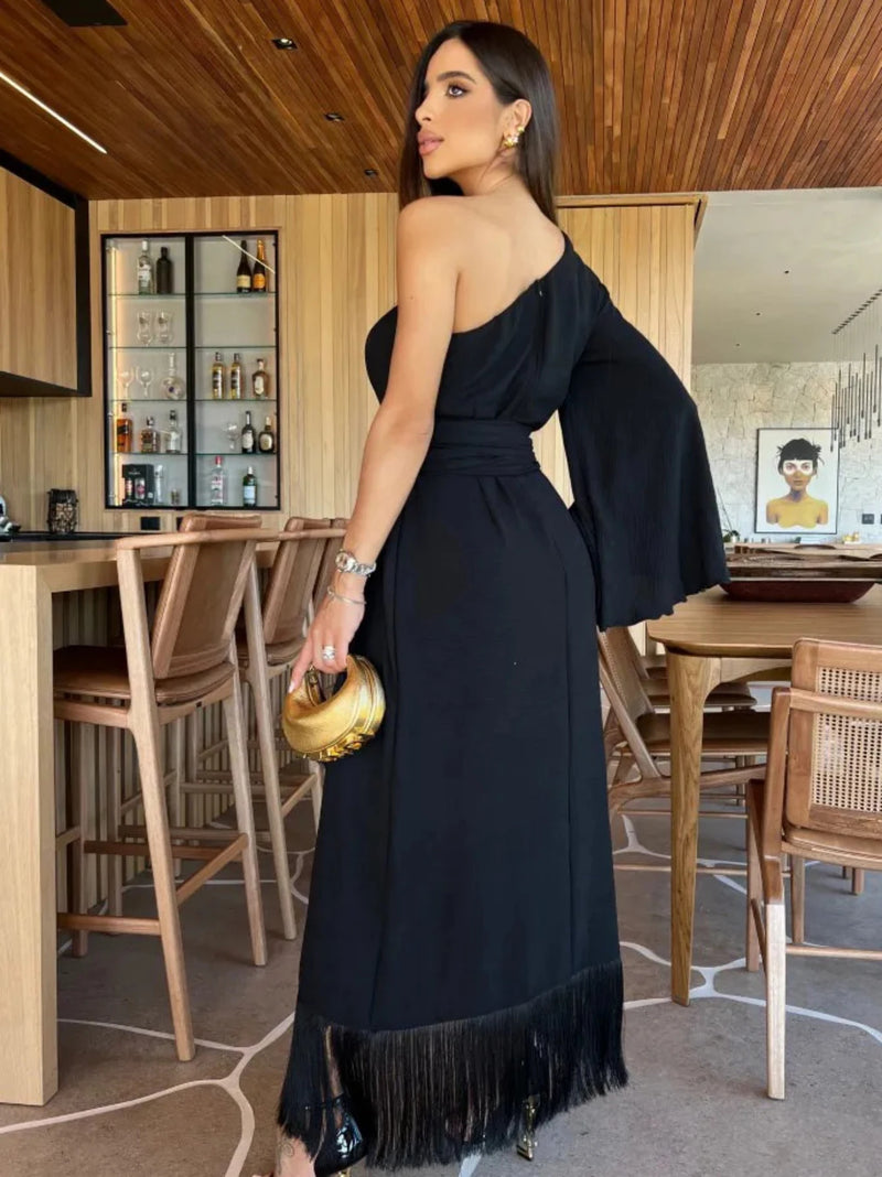 Vestido Maria Amber - Preto - Franjas