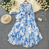 Vestido Maria Esmeralda - Azul - Floral