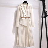 Vestido Blazer Maria Hermosa - Plissado Assimétrico Alfaiataria - Off White