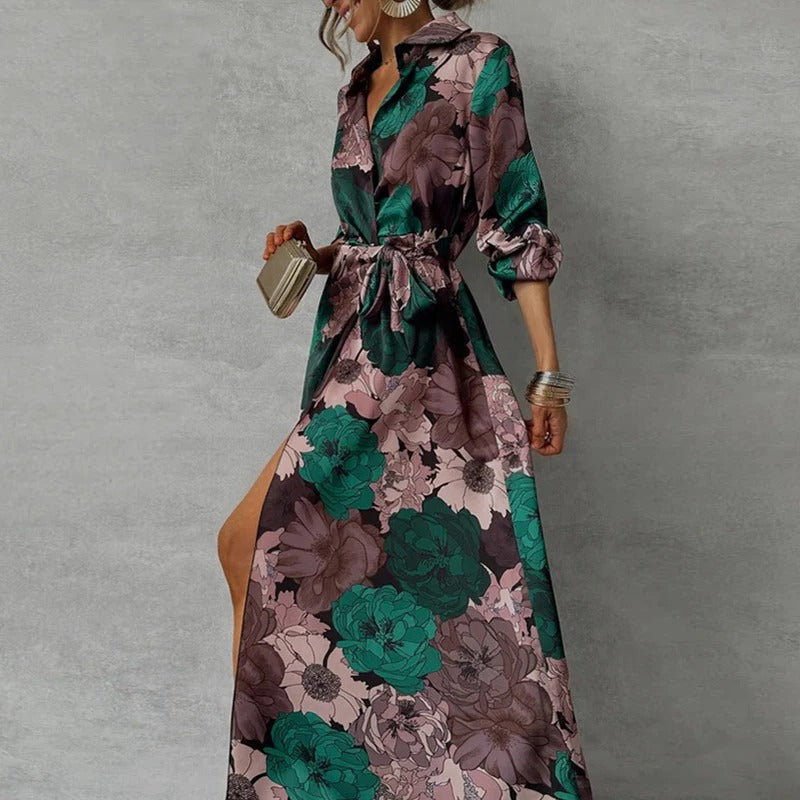 Vestido Floral Maria Leia - Verde Escuro