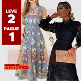 Vestido Maria Magnólia Manga Curta + Vestido Maria Dorcas Preto - LEVE 2 PAGUE 1