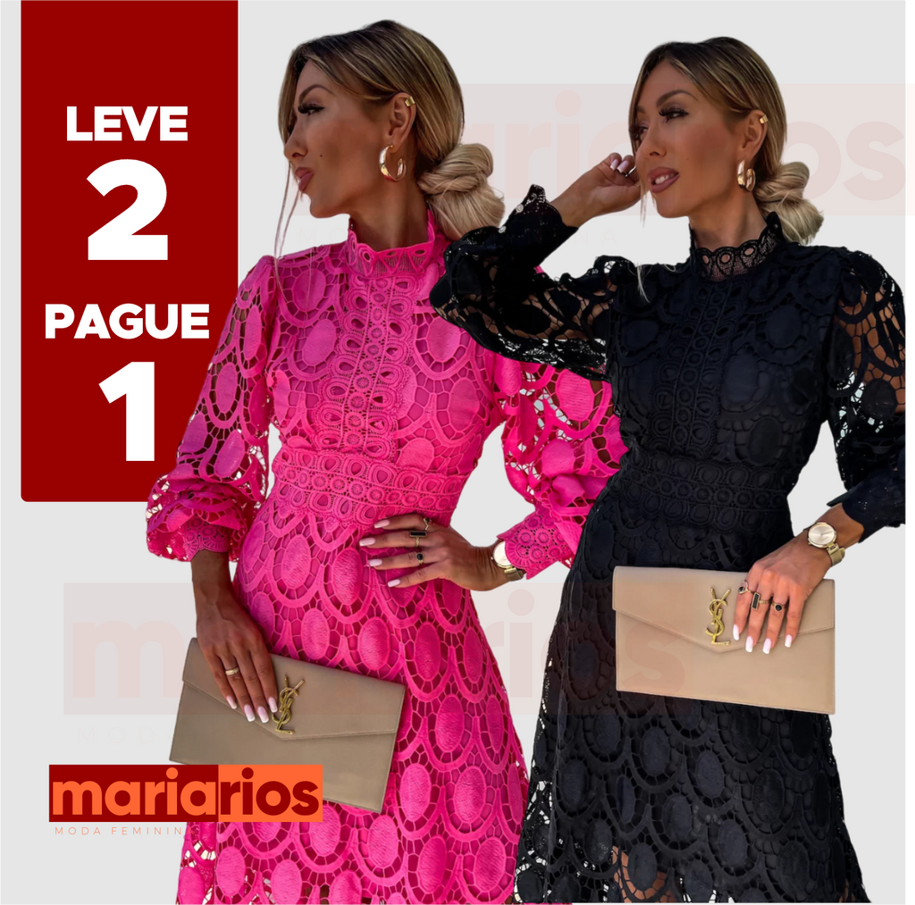 2 Vestidos Maria Dorcas - Pink e Preto - LEVE 2 PAGUE 1